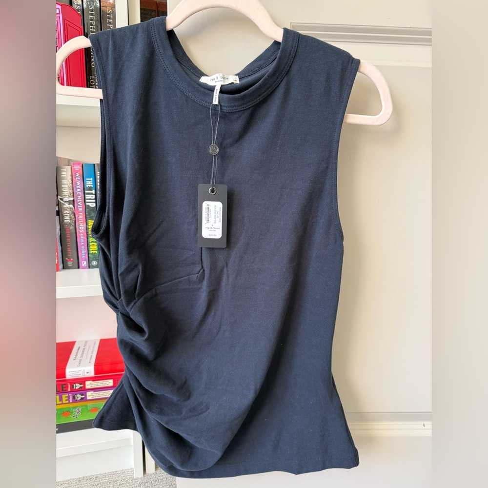 rag & bone Mica Jersey Wrap Tank in Navy; Size Large; NWT